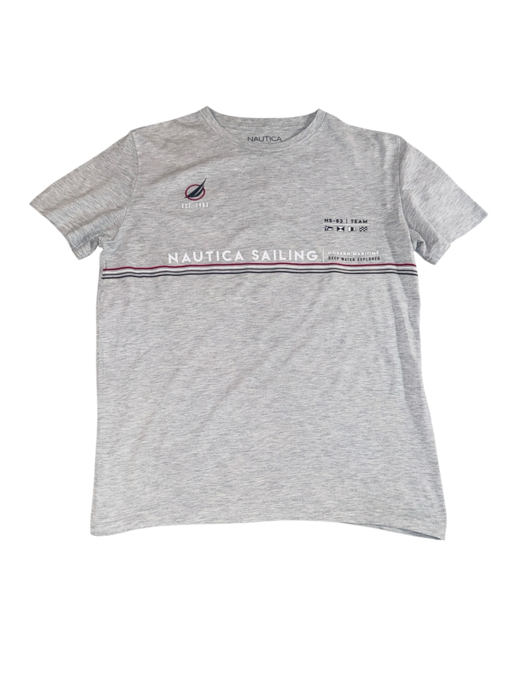 Nautica Men's Sustainably Crafted Sailing Graphic T-Shirt Heather Grey Size M